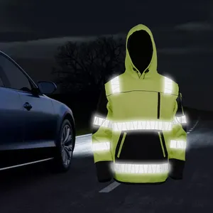 LX Venda Quente Alta Visibilidade Segurança Reflexivo Hoodie Waring Hi-vis Casaco De Trabalho De Segurança Com Tiras Reflexivas