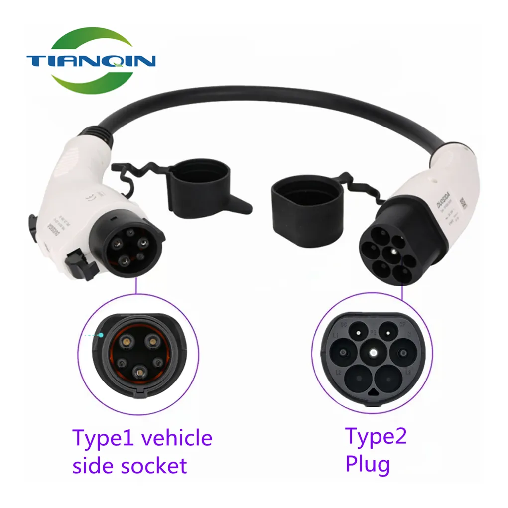 EVSE Adaptor 32A Electric Vehicle Car EV Charger Connector IEC 62196 Socket Type 2 To Type 1 J1772 EV Adapter Socket