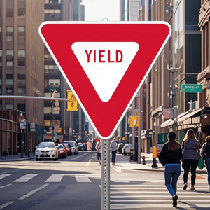 <span class=keywords><strong>Panneau</strong></span> de signalisation routier personnalisé Type debout avec film réfléchissant Ralentir et laisser place à un motif triangulaire - Product Image 5