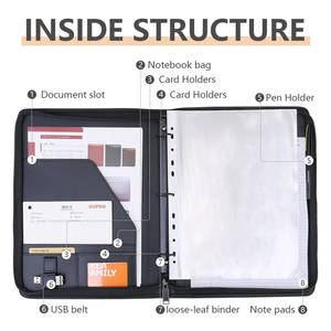 Bán buôn đen mịn PU da túi tài liệu hội nghị chất kết dính <span class=keywords><strong>A4</strong></span> thư mục danh mục đầu tư cho nam giới - Product Image 3