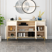 Meja Konsol Putih Modern Mewah Sederhana Lemari Penyimpanan Kayu di Ruang Makan Dapur dengan Laci Bufet Sideboard