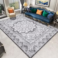 Tapis de sol personnalisé en velours cristal rouge rouille noir à motifs floraux, imprimé, antidérapant, doux, pour salon, style vintage oriental ethnique
