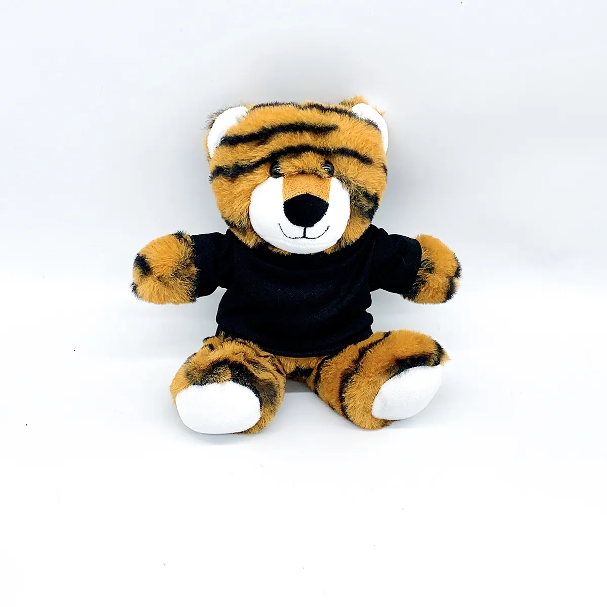 Nouveau Design 20cm logo personnalisé tigre jouets en peluche avec chemise mignon dessin animé animal tigre poupées en peluche logo sublimé enfants jouets