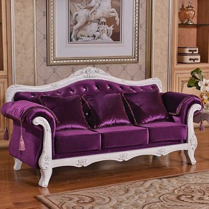 Bộ sofa vải theo phong cách Châu Âu dành cho căn hộ nhỏ hoặc phòng khách biệt thự, có ghế sofa màu Tím Ba chỗ kiểu Pháp. - Product Image 2