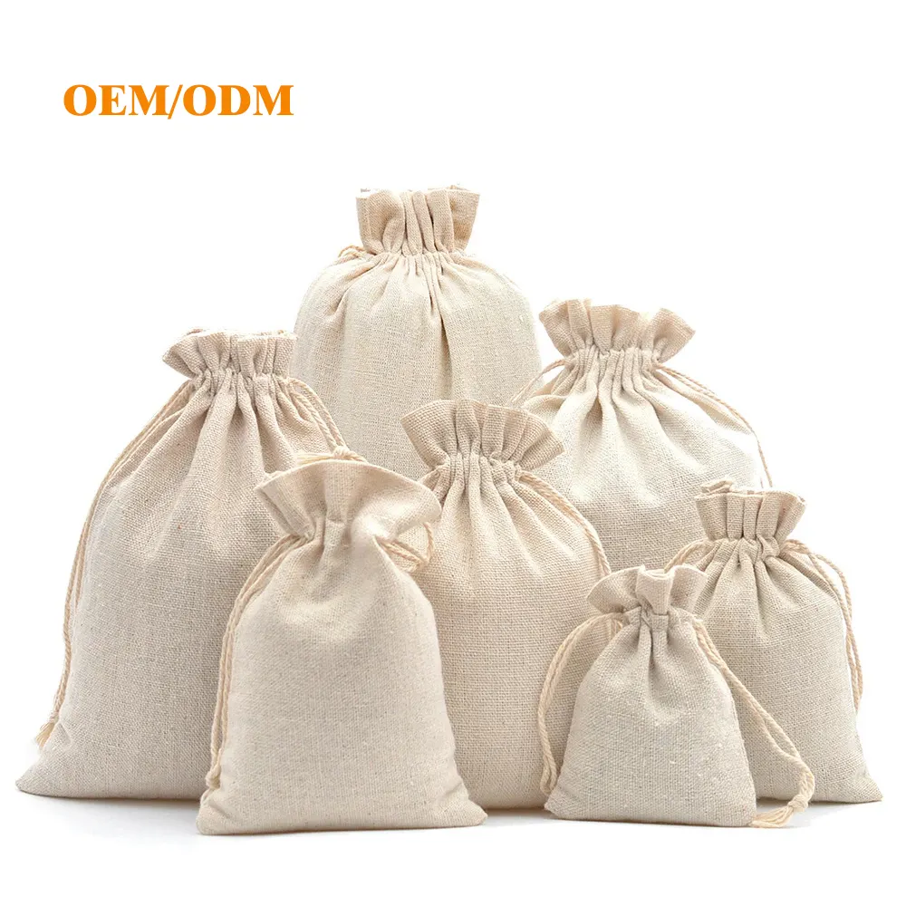 Wholesale Custom Logo Printed Storage Pouch Promotional Waterproof Original Material Small Gift Bags Cotton Drawstring Bag