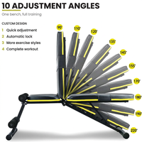 Banc de musculation pliable réglable inclinable et déclinable, cadre en acier renforcé, noir, pour la salle de sport à domicile