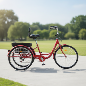 Triciclo a 3 <span class=keywords><strong>ruote</strong></span> in acciaio ad alto tenore di carbonio da 26 pollici, bici da carico per adulti - Product Image 6