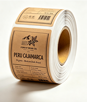 Étiquettes autocollantes personnalisées en vinyle imperméable pour café (rouleau d'étiquettes) pour l'emballage alimentaire