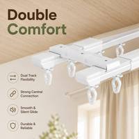 Tringle à rideau télescopique DIY pour la maison, sans découpe, en aluminium, réglable, silencieuse, fluide, 0,65-5,1 m, fixation murale ou plafond, pack complet