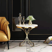 Table basse de salon moderne en acier inoxydable doré avec plateau en marbre, durable, ronde, meubles de luxe pour la maison