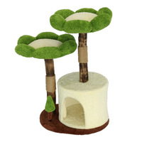 Arbre à chat d'intérieur classique de 36,5 pouces, multi-niveaux, design cactus, avec perchoir en peluche, sisal et bois, et niche privée pour chatons de petite taille