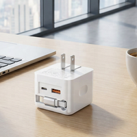 Vente en gros - Chargeur rapide GaN 40W - Câble USB-A vers USB-C rétractable de 70 cm - Adaptateur de charge pliable avec prise américaine - Pour téléphone et tablette