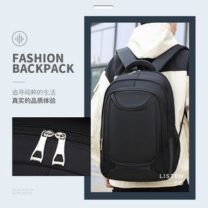 Laptop <b>Backpack</b> Large Capacity Unisex Business Travel Bag <b>With</b> Laptop <b>Compartment</b> Blue Solid Color Shoulder Straps - Product Image 3