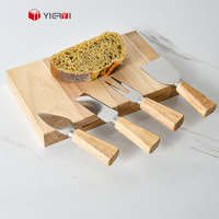 Ensemble de couteaux à fromage en bois d'hévéa, kit de service à fromage en bois, outils de service de table, ensemble cadeau de cuisine, fournisseur OEM à marque privée