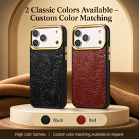 Coque en cuir de vachette style rétro Tang-Flower pour Apple iPhone 17 18 avec trous pour lanière et clé AI – Vente en gros