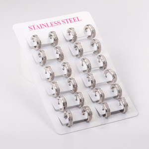 Pendientes de aro de acero inoxidable dorado con acabado esmerilado, diseño minimalista, joyería de moda para mujeres, hombres, estilo unisex EA300201G - Product Image 4