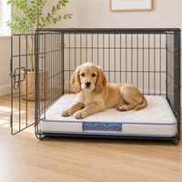 Matelas de couchage pour animaux de compagnie avec bordure bleue, base antidérapante en silicone et fenêtre de visualisation de la couche rafraîchissante pour les cages d'entraînement des chiots