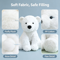 Boneka Beruang Kutub Plushie Custom, Boneka Beruang Putih Lembut Berbulu Keriting untuk Hadiah dan Dekorasi Rumah