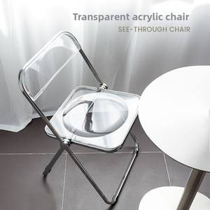 Nordic Style Transparent Acrylic <strong>Folding</strong> Backrest Dining <strong>Chair</strong> Modern Design Ins Style Coffee Shop Hotel Stool - Product Image 2