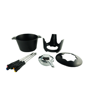 Venta al por mayor varios colores esmaltado de hierro fundido Chocolate crisol Fondue Set Metal Gas estufa Compatible con utensilios de cocina - Product Image 2