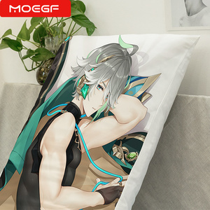 Taie d'oreiller de luxe imprimée par sublimation <span class=keywords><strong>Genshin</strong></span> <span class=keywords><strong>Impact</strong></span> 50x150cm Décoration anime personnalisée - Hu Tao Raiden Shogun Tricot 2 voies Maison Hôtel - Product Image 5