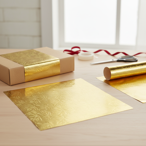 Feuilles de papier métallisé laminé en aluminium souple de qualité alimentaire, imprimées avec un logo en relief, avec un dos en papier métallisé, alliage 8011/1235/8006 - Product Image 6