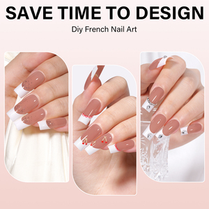 AILLSA X-Coat <span class=keywords><strong>Uñas</strong></span> Postizas Listas para Usar, Puntas Francesas <span class=keywords><strong>Blancas</strong></span> <span class=keywords><strong>Cuadradas</strong></span> Medianas - 15 Tamaños, Puntas <span class=keywords><strong>de</strong></span> <span class=keywords><strong>Uñas</strong></span> <span class=keywords><strong>de</strong></span> Gel <span class=keywords><strong>de</strong></span> Cobertura Completa para Salón y Reventa - Product Image 5