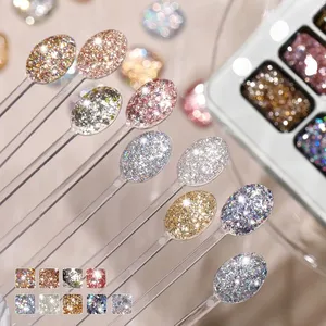 Gel à ongles diamanté neuf couleurs, idéal pour le nail art DIY, les salons et la création de designs d'ongles - Product Image 6