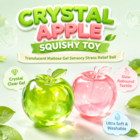 Nouveauté 2026 : Jouet Squishy Pomme Verte Réaliste en Gelée Cristalline TPR Maltose à Rebond Lent, Jouets Anti-Stress à Presser pour Enfants