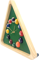 Horloge murale de billard 14 pouces, design triangle, avec cadre en bois massif, idéale pour salle de billard, salle de jeux, bar