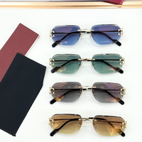 Lunettes de soleil de luxe carrées de créateur, sans monture, avec verres taillés en diamant et protection UV400, verres dégradés