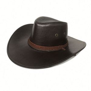 American <b>Western</b> Smooth <b>Hats</b> Imitation Leather Sweatbands Cowboy <b>Hats</b> Outdoor Leisure Travel Men and Women Z-19122715 5-8 Days - Product Image 3