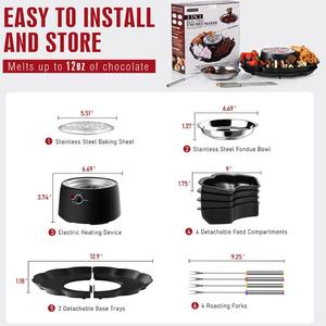 Ensemble de pot à fondue au chocolat électrique avec contrôle de la température, design détachable et 2 fourchettes de cuisson - Product Image 5
