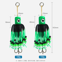 WildTrek 100g 150g 180g Shad Jig Köder mit Gummischwanz, Tintenfisch-Zander-Seebarsch-Dreifachhaken, Salzwasser-Angelköder für Meer, Boot und Felsen