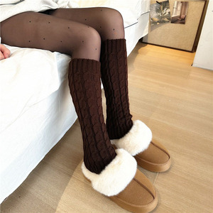 Autumn and Winter Coarse Wool Knitted Leg Warm Push <strong>Socks</strong> Cross-Border Hot Sale Compression Foot Cover with Logo on Cuff - Product Image 6