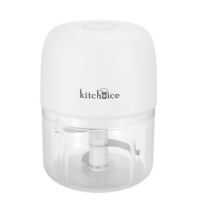 Prensa de ajo eléctrica Kitchoice con cuchilla de acero inoxidable, carcasa de plástico, mini picadora de alimentos blanca y azul para uso en la cocina - Product Image 1