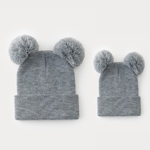 <span class=keywords><strong>Bonnet</strong></span> en tricot assorti parent-enfant avec double pompon, <span class=keywords><strong>bonnet</strong></span> chaud d'hiver pour maman et enfant - Product Image 5