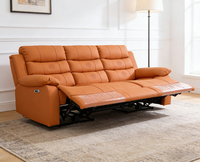 Sillón de Masaje Eléctrico de Cuero Genuino con Función de Vibración, Calefacción, Infrarrojos Lejanos, Sonido 4D, Relleno de Esponja, Extensible