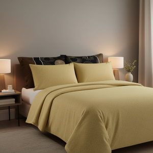 Ensemble de draps Zuri Gold Queen 4 pièces 50% coton 50% polyester Literie imprimée moderne pour usage domestique - Product Image 2