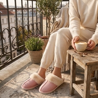 Pantuflas de Invierno de Algodón con Imitación de Piel para Mujer, Parte Superior de Gamuza Afelpada, Cálidas y Suaves, para Interiores y Exteriores, Otoño e Invierno