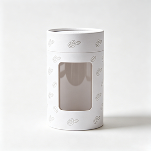 Custom Printed Round Paper Cylinder Tube With Clear <b>Window</b> Durable Box For Coffee Bean Commercial Packing - Product Image 4