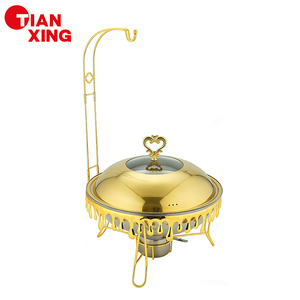 TIANXING Luxury Gold Chafing <strong>Dish</strong> 8L Hanging Lid Stainless Steel Buffet Sakhana for Ramadan <strong>Iftar</strong> Party Royal Wedding Catering - Product Image 4
