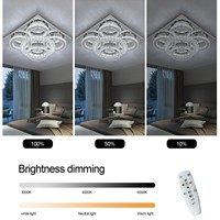 Plafonnier LED personnalisé en cristal avec cadre en acier inoxydable, design moderne pour chambre à coucher, télécommande