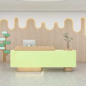 Mostrador <span class=keywords><strong>de</strong></span> Recepción <span class=keywords><strong>de</strong></span> Estilo Crema <span class=keywords><strong>de</strong></span> Alta Gama, Madera Maciza, Diseño Moderno, Ecológico, Duradero, para Guardería, <span class=keywords><strong>Centro</strong></span> <span class=keywords><strong>de</strong></span> Capacitación Artística - Product Image 4