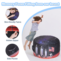 Pouf imprimé espace pour enfants avec poche et housse amovible, siège et rangement 2-en-1