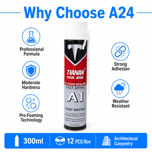 Mastic polyuréthane teinté TIAN JIAN A24 300ml, séchage rapide, adhésif PU monocomposant pour la construction de portes et fenêtres - Product Image 3