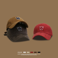 Gorra de Béisbol de Algodón con Visera Curva y Hebilla Ajustable, Bordada con la Letra W, Protección Solar
