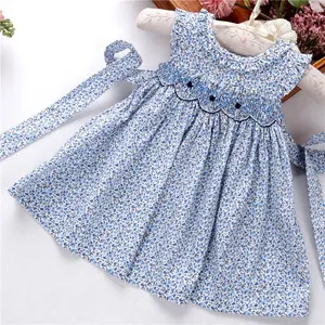 Robes smockées brodées à la main pour filles, vêtements fleuris à volants, fleurs, robes pour enfants, Boutiques, vêtements pour bébés