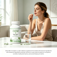 Capsules OEM Marque Blanche Clear Skin Complex 90 unités – Complément Alimentaire Herbal Éclaircissant pour la Peau, pour Adultes