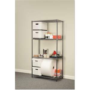 Kit de démarrage Alera, étagère à quatre niveaux en fil métallique, 36 largeur x 18 profondeur x 72 hauteur, en métal noir anthracite - Product Image 3